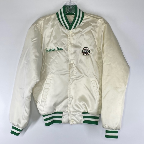 Vintage Special Export Satin Swingster Jacket White Green Size Small RARE - Picture 2 of 8